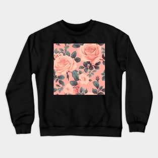 Pink Rose Floral Pattern Crewneck Sweatshirt